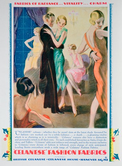 Anuncio de telas de moda Celanese, 1928 de Unbekannt