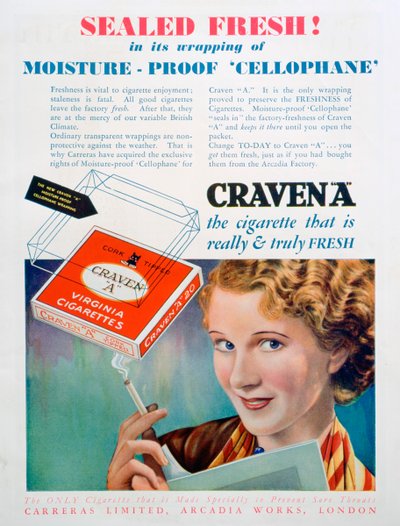 Anuncio de cigarrillos Craven A, 1931 de Unbekannt