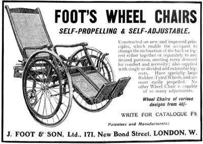 Anuncio de sillas de ruedas Foots, 1910 de Unbekannt