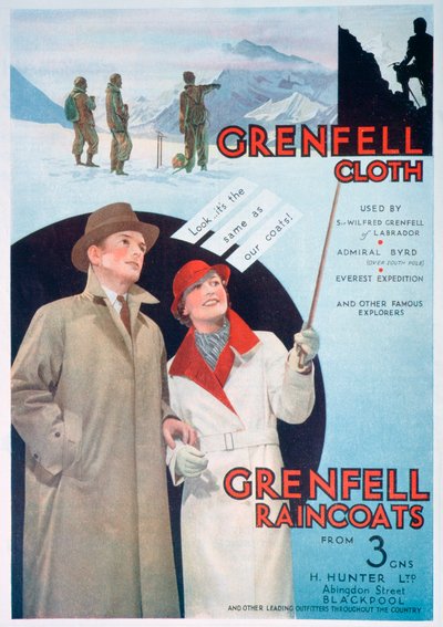 Anuncio de ropa y abrigos impermeables Grenfell, 1937 de Unbekannt
