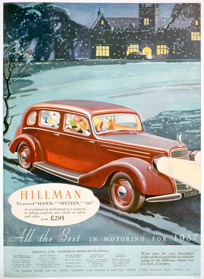 Anuncio de coches Hillman, 1936 de Unbekannt