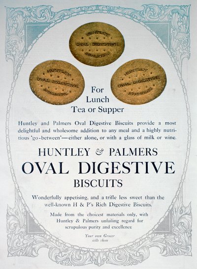 Anuncio de galletas digestivas ovaladas Huntley y Palmers, 1909 de Unbekannt
