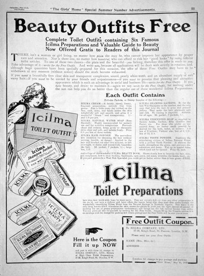 Anuncio de Preparaciones de Tocador Icilma de Unbekannt