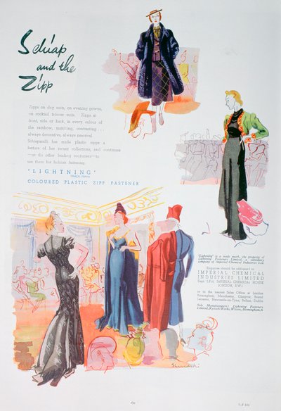 Anuncio de cremalleras de plástico de colores Lightning por ICI, 1937 de Unbekannt
