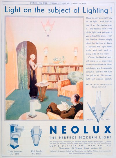 Anuncio de accesorios de luz Neolux, 1931 de Unbekannt