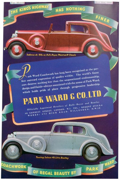 Anuncio de Park Ward and Co car coachwork, 1937 de Unbekannt