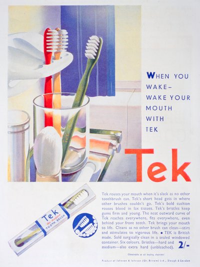 Anuncio de cepillos de dientes Tek, por Johnson y Johnson, 1931 de Unbekannt