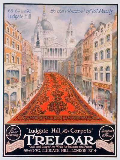 Anuncio de alfombras Treloar, 1920 de Unbekannt