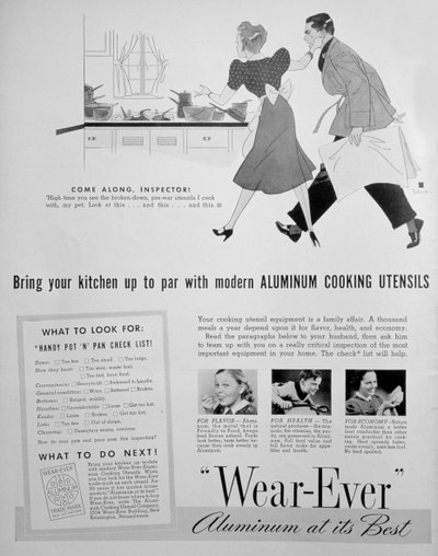 Anuncio de utensilios de cocina de aluminio Wear-Ever, 1939 de Unbekannt