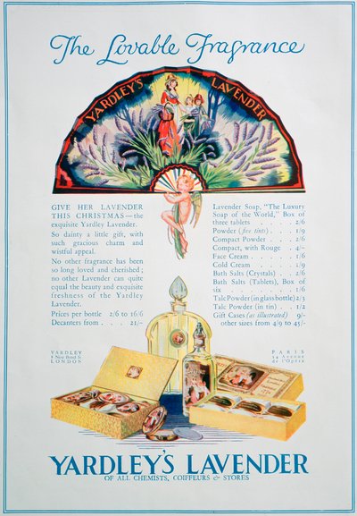 Anuncio de perfume y cosméticos de lavanda de Yardleys, 1928 de Unbekannt