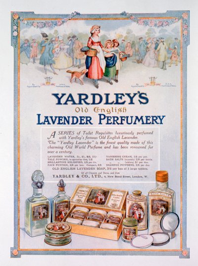 Anuncio de la perfumería Yardleys Old English Lavender, 1923 de Unbekannt