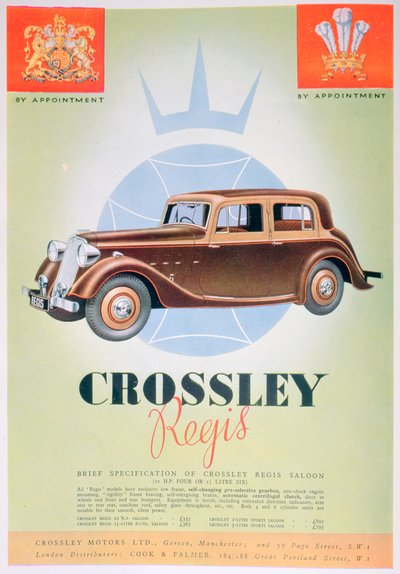 Anuncio del coche Crossley Regis, 1935 de Unbekannt