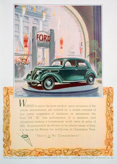 Anuncio del automóvil Ford V8 22, 1937 de Unbekannt