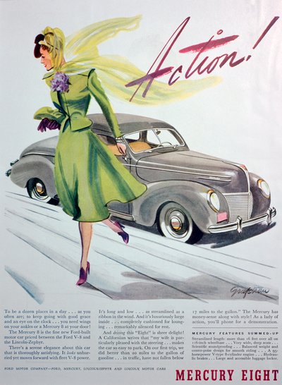 Anuncio del automóvil Mercury Eight, 1939 de Unbekannt