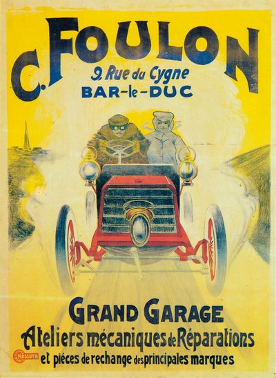 Anuncio para el garaje de C Foulons, Bar-le-Duc, Francia, c. 1900 de Unbekannt