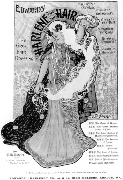 Anuncio de Edwards Harlene para el cabello, 1902 de Unbekannt