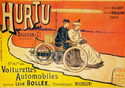 Anuncio de coches Hurtu, c1896 de Unbekannt