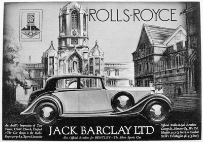 Anuncio de Jack Barclay Ltd, concesionarios de Rolls-Royce y Bentley de Unbekannt