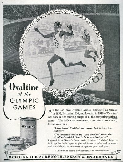Anuncio de Ovaltine en los Juegos Olímpicos de Londres de 1948 de Unbekannt
