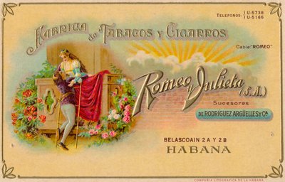 Anuncio de puros Romeo y Julieta, c1900s de Unbekannt