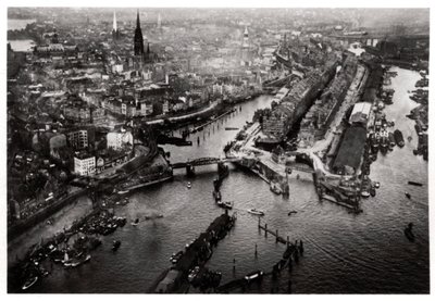 Vista aérea del puerto de Hamburgo, Alemania, desde un Zeppelin, c1931 1933 de Unbekannt