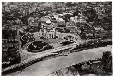 Vista aérea de la Catedral de Cristo Salvador, Moscú, URSS, desde un zepelín, 1930-1933 de Unbekannt