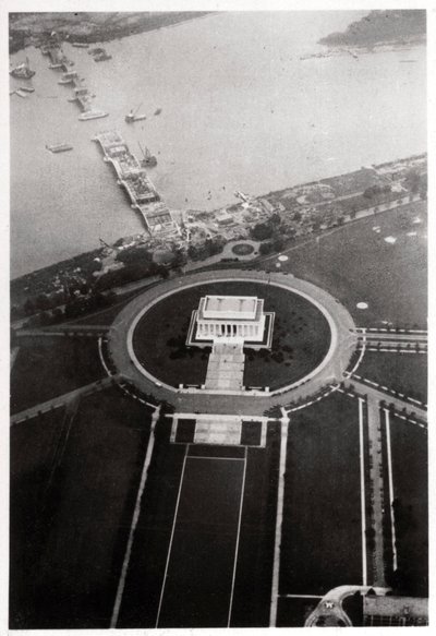 Vista aérea del Lincoln Memorial, Washington DC, EE.UU., desde un Zeppelin, 1928-1933 de Unbekannt