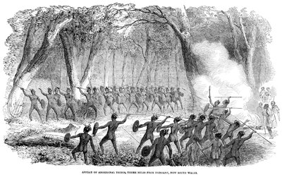Altercado de aborígenes, a tres millas de Brisbane, Nueva Gales del Sur, 1854 de Unbekannt