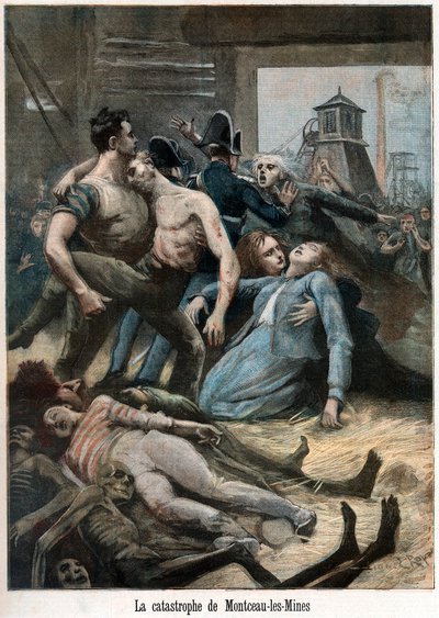 Consecuencias de un accidente minero, Montceau-les-Mines, Francia, 1895 de Unbekannt