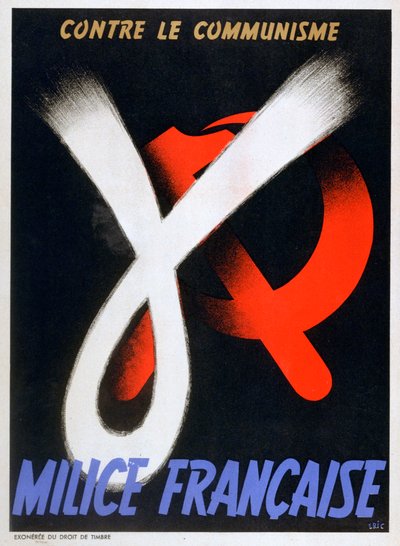 Contra el Comunismo, cartel para la Milicia Francesa, 1943-1944 de Unbekannt