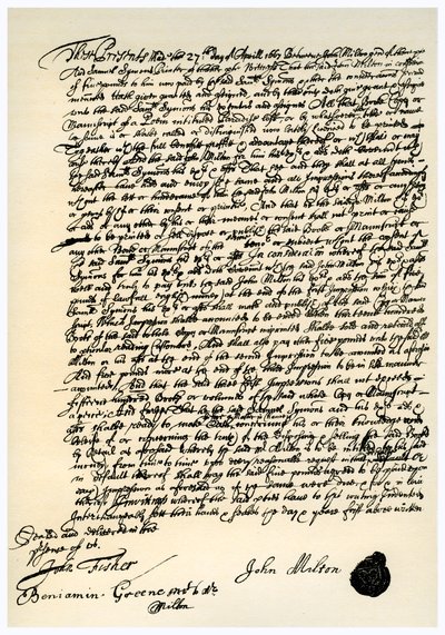 Acuerdo entre John Milton y Samuel Symons, 27 de abril de 1667 de Unbekannt