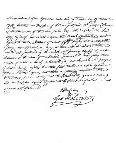 Acuerdo entre de Lolme y su editor, 1780, 1840 de Unbekannt