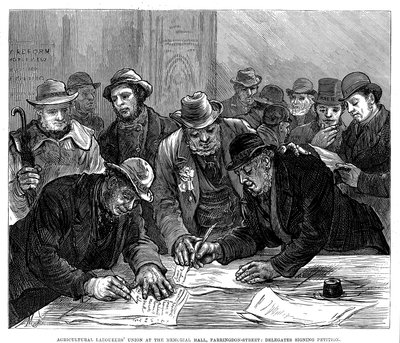 Reunión del Sindicato de Trabajadores Agrícolas en Farringdon Street, Londres, 1877 de Unbekannt