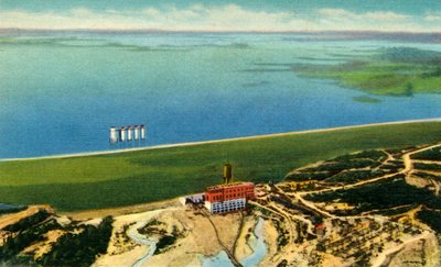 Vista aérea de la presa Saluda mostrando el lago Murray, S.C., 1942 de Unbekannt