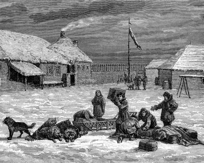 Escena de Alaska, EE.UU., siglo XIX de Unbekannt
