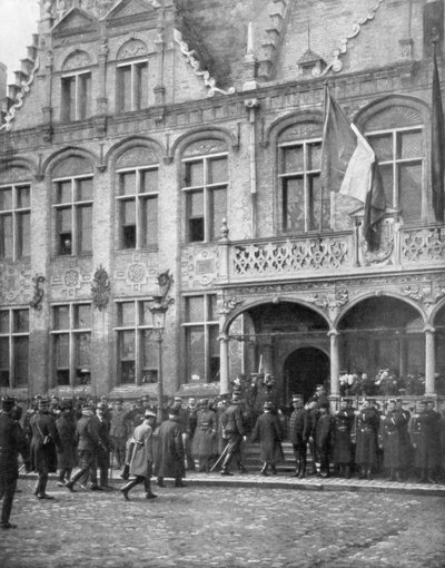 Alberto I de Bélgica y el presidente francés Poincare se reúnen en Veurne, Bélgica, 1 de noviembre de 1914 de Unbekannt