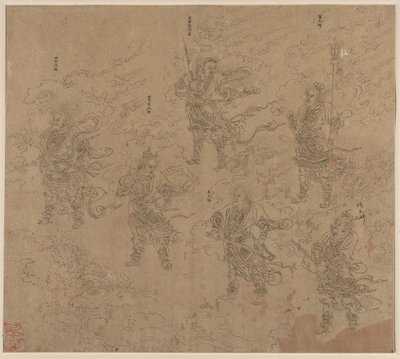 Álbum de temas taoístas y budistas: Procesión de deidades taoístas: Hoja 16, 1200s de Unbekannt