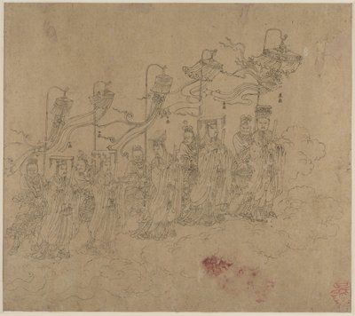 Álbum de temas taoístas y budistas: Procesión de deidades taoístas: Hoja 5, 1200s de Unbekannt