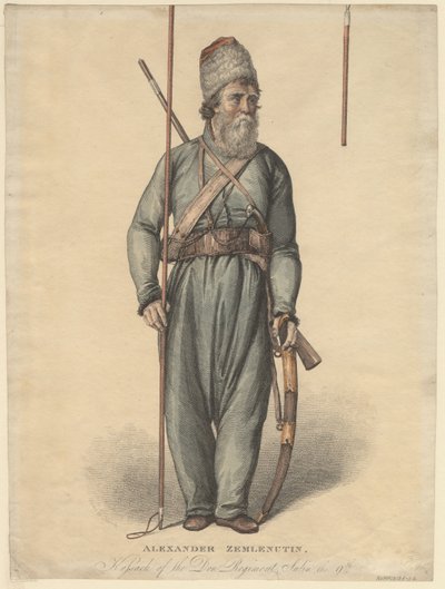 Alexander Zemlyanukhin, cosaco del Regimiento del Don, ca 1813 de Unbekannt