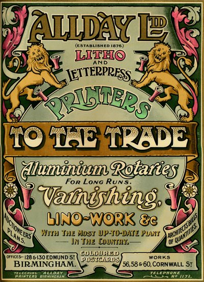 Allday Ltd - anuncio, 1907 de Unbekannt