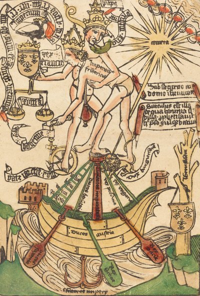 Alegoría del encuentro del Papa Pablo II y el Emperador Federico III, c. 1470 de Unbekannt