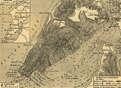 Posiciones aliadas en la península de Gallipoli en Turquía, Primera Guerra Mundial, julio de 1915 de Unbekannt