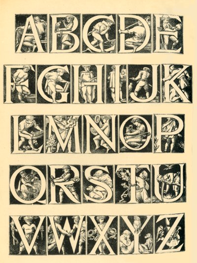 Diseño de alfabeto para azulejos, 1864, 1881 de Unbekannt