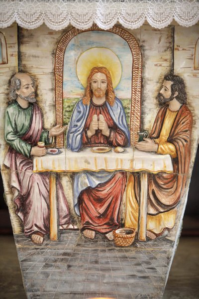 Altar que representa a Jesús con los peregrinos de Emaús, Depressa, Italia de Unbekannt