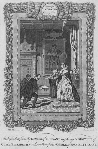 Embajadores de los Estados de Holanda implorando la asistencia de la Reina Isabel, c. 1787 de Unbekannt