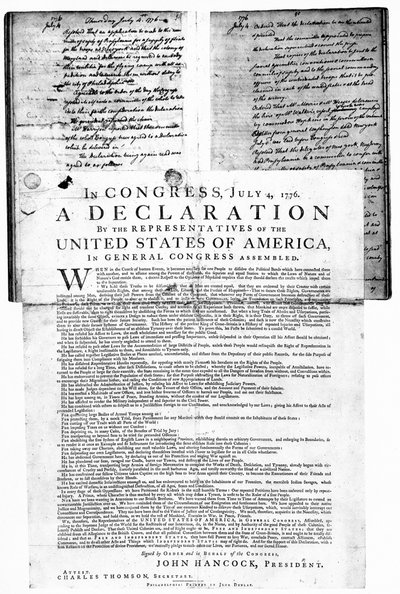 Declaración de Independencia de los Estados Unidos, 4 de julio de 1776 de Unbekannt