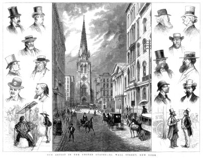Empresarios estadounidenses y Wall Street, Nueva York, EE.UU., 1877 de Unbekannt