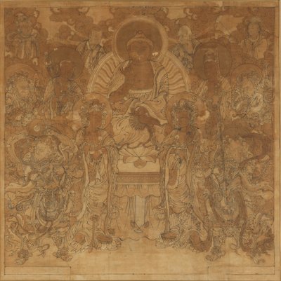Asamblea de Amitabha Buddha en el Paraíso Occidental, finales del siglo XVIII-principios del siglo XIX de Unbekannt