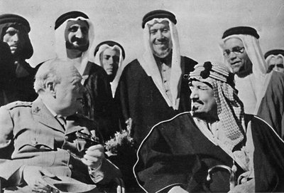 Entre otros gobernantes de Oriente Medio, el Rey Ibn Saud, de Arabia Saudita, 1945 de Unbekannt