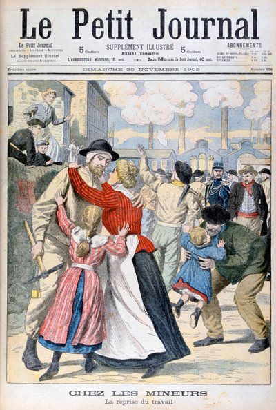 Entre los mineros, la reanudación del trabajo, 1902 de Unbekannt